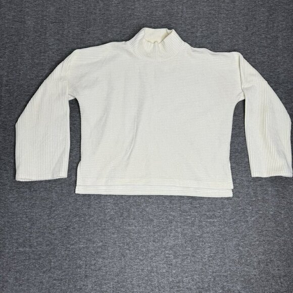 Madewell Texture Thread Womens‎ Ribbed Turtleneck Sweater Medium White Soft - Picture 8 of 9